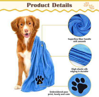 Microfiber Dog Towel 2 Pack Super Absorbent Drying Towel for Pets,75 X 35Cm