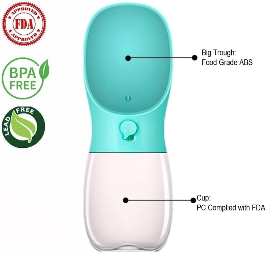 280Ml Dog Water Bottle, Portable Pet Water Bottle Leak Proof Portable Puppy Water Dispenser with Drinking Feeder for Pets Outdoor Walking, Hiking, Travel -Green