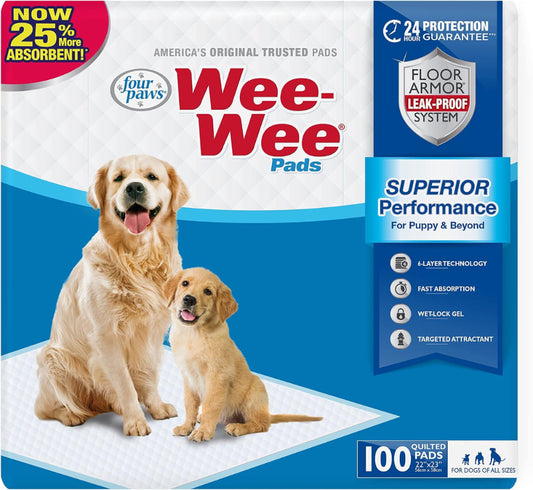 Wee-Wee Superior Performance Dog Pee Pads - 100 Count for Ultimate Potty Training Success