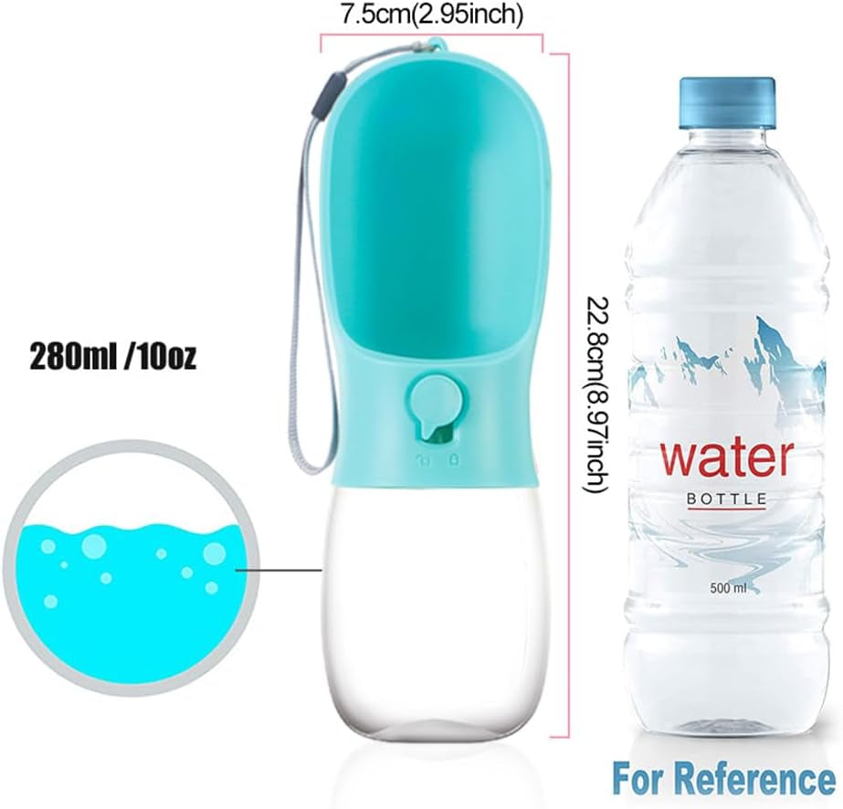 280Ml Dog Water Bottle, Portable Pet Water Bottle Leak Proof Portable Puppy Water Dispenser with Drinking Feeder for Pets Outdoor Walking, Hiking, Travel -Green