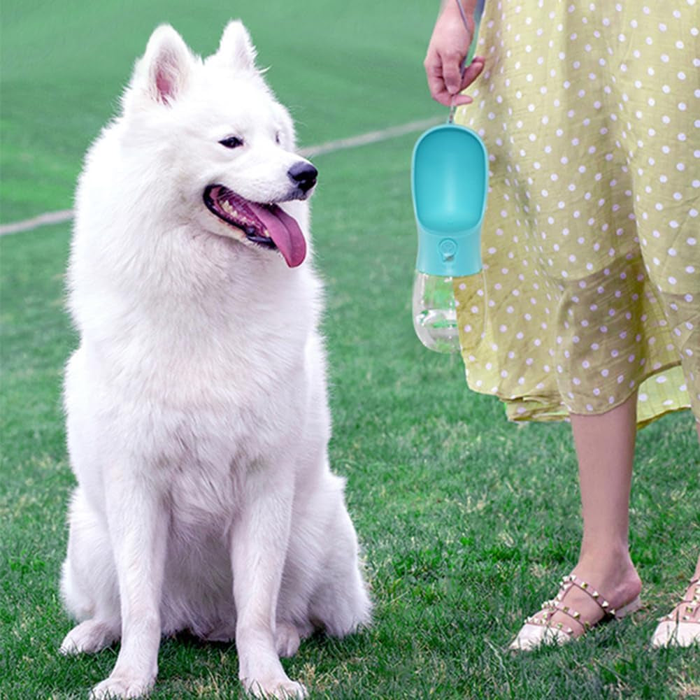 280Ml Dog Water Bottle, Portable Pet Water Bottle Leak Proof Portable Puppy Water Dispenser with Drinking Feeder for Pets Outdoor Walking, Hiking, Travel -Green